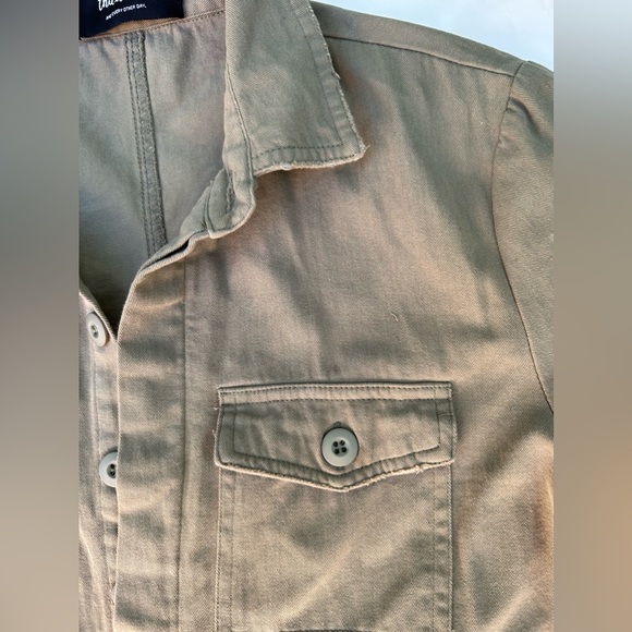 Thursdays Utility Jumpsuit olive color short sleeve romper - Picture 12 of 15